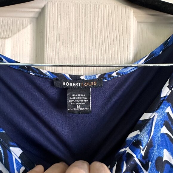 D-4 Robert Louis Navy, Blue, and White Maxi Dress Sz M - Picture 5 of 6